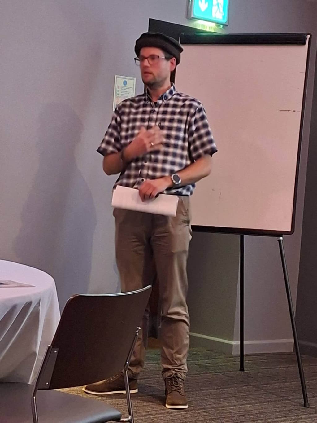 James Merriman presenting to the Royal Geographical Society in Exeter
